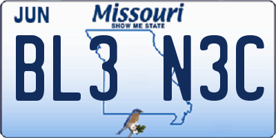 MO license plate BL3N3C