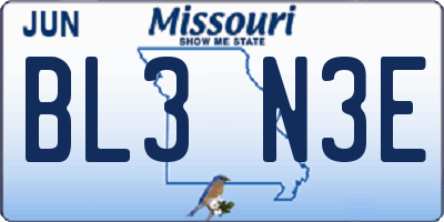 MO license plate BL3N3E