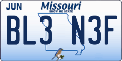MO license plate BL3N3F