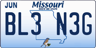 MO license plate BL3N3G