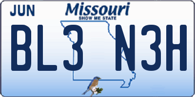 MO license plate BL3N3H