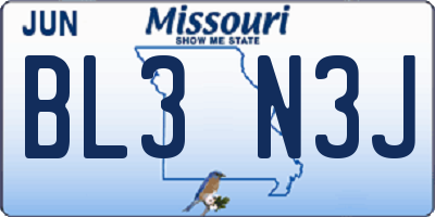 MO license plate BL3N3J