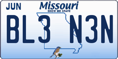 MO license plate BL3N3N
