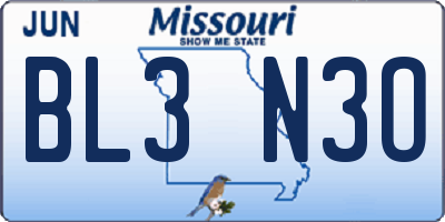 MO license plate BL3N3O