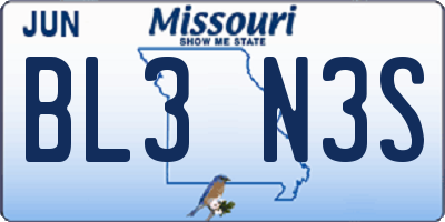 MO license plate BL3N3S