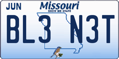 MO license plate BL3N3T
