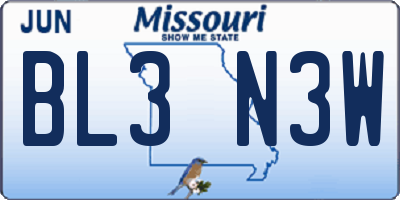 MO license plate BL3N3W