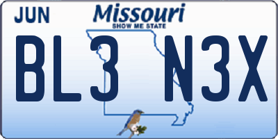 MO license plate BL3N3X