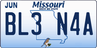 MO license plate BL3N4A