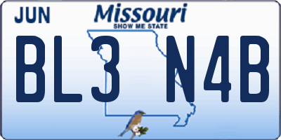 MO license plate BL3N4B