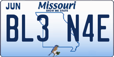 MO license plate BL3N4E