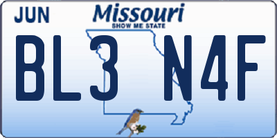 MO license plate BL3N4F