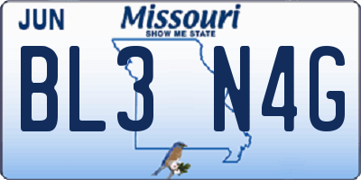MO license plate BL3N4G