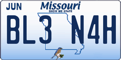 MO license plate BL3N4H