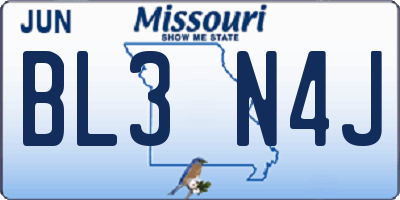 MO license plate BL3N4J