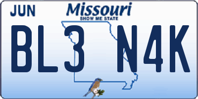 MO license plate BL3N4K