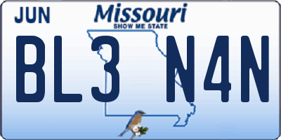 MO license plate BL3N4N