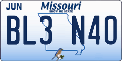 MO license plate BL3N4O