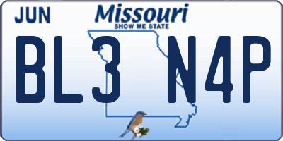 MO license plate BL3N4P