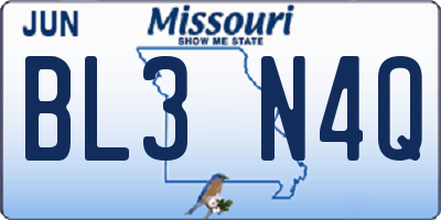 MO license plate BL3N4Q