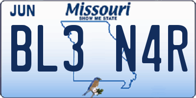 MO license plate BL3N4R