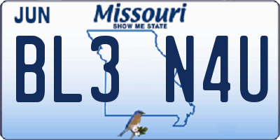 MO license plate BL3N4U