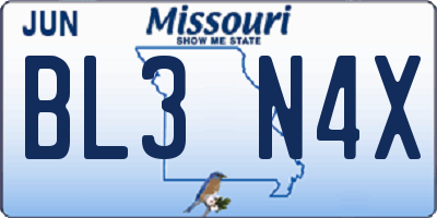 MO license plate BL3N4X