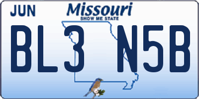 MO license plate BL3N5B