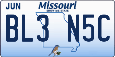 MO license plate BL3N5C