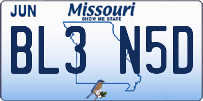 MO license plate BL3N5D