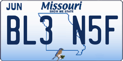 MO license plate BL3N5F