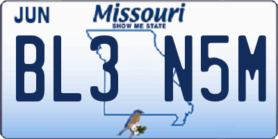 MO license plate BL3N5M