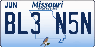 MO license plate BL3N5N