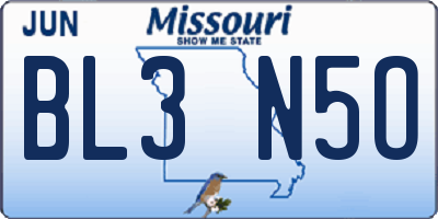 MO license plate BL3N5O