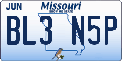 MO license plate BL3N5P