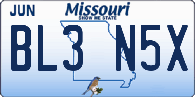 MO license plate BL3N5X