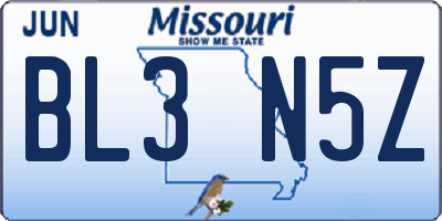 MO license plate BL3N5Z