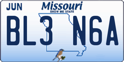 MO license plate BL3N6A
