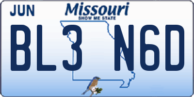 MO license plate BL3N6D
