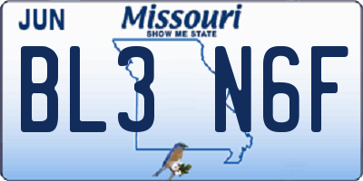 MO license plate BL3N6F