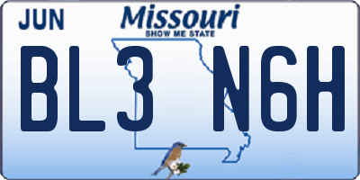 MO license plate BL3N6H