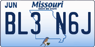 MO license plate BL3N6J