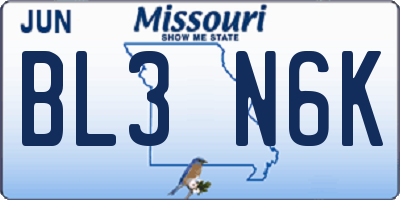 MO license plate BL3N6K
