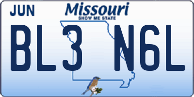 MO license plate BL3N6L