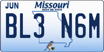MO license plate BL3N6M