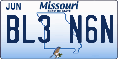 MO license plate BL3N6N