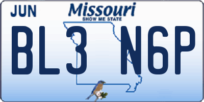 MO license plate BL3N6P