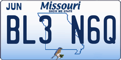 MO license plate BL3N6Q