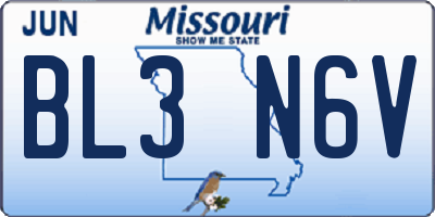 MO license plate BL3N6V