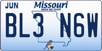 MO license plate BL3N6W